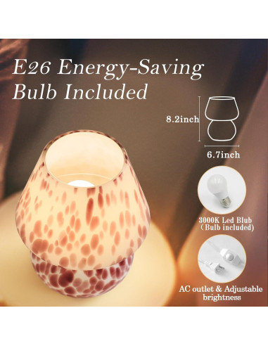 Lámpara de Hongo GEOVANCY Rosa de Vidrio Soplado 20.9cm