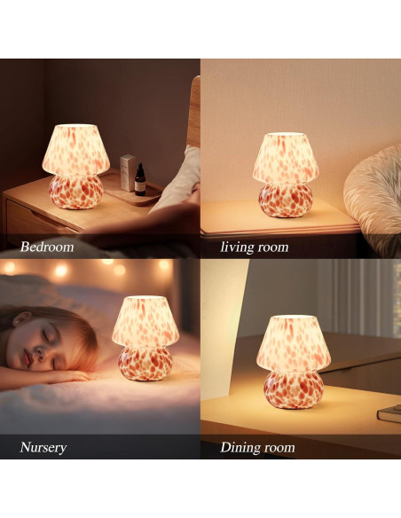 Lámpara de Hongo GEOVANCY Rosa de Vidrio Soplado 20.9cm