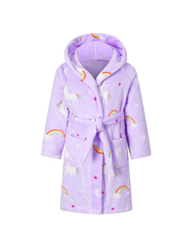 Bata de Baño con Capucha Polar para Niñas 2-12 Años - Púrpura Pony
