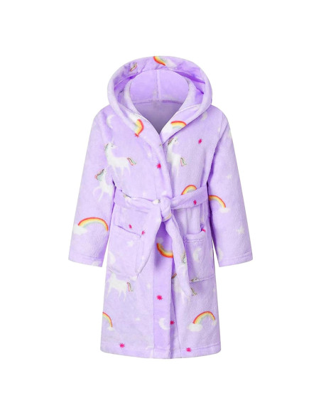 Bata de Baño con Capucha Polar para Niñas 2-12 Años - Púrpura Pony