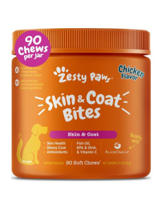 Golosinas Masticables Zesty Paws Omega 3 para Perros 90 Unidades Sabor Pollo