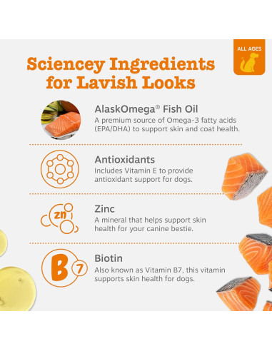 Golosinas Masticables Zesty Paws Omega 3 para Perros 90 Unidades Sabor Pollo