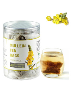 40 Bolsas de Té de Hoja de Mullein VitalForest - Detox Pulmones
