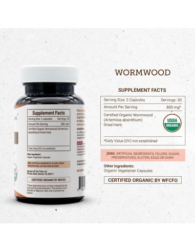 Cápsulas Orgánicas Ajenjo Secretos de la Tribu 60 Conteo