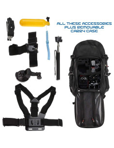 Mochila para cámara de acción Navitech con kit 50 en 1 2
