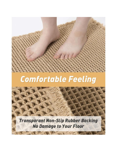 Alfombra de Baño AMOAMI Waffle Antideslizante 46x76 cm Marrón