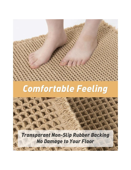 Alfombra de Baño AMOAMI Waffle Antideslizante 46x76 cm Marrón