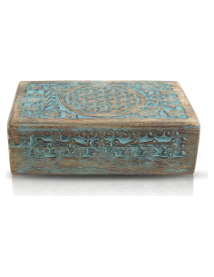 Caja de Joyería Decorativa de Madera Hecha a Mano Azul