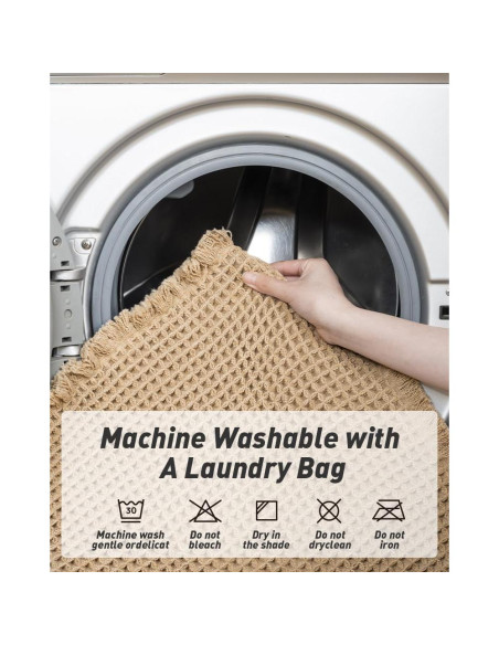 Alfombra de Baño AMOAMI Waffle Antideslizante 46x76 cm Marrón