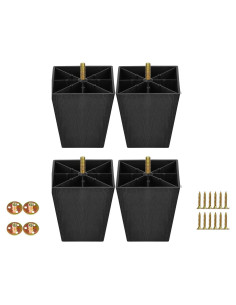 Patas de Muebles Cuadradas Cónicas QuZCarious 10 cm Negras