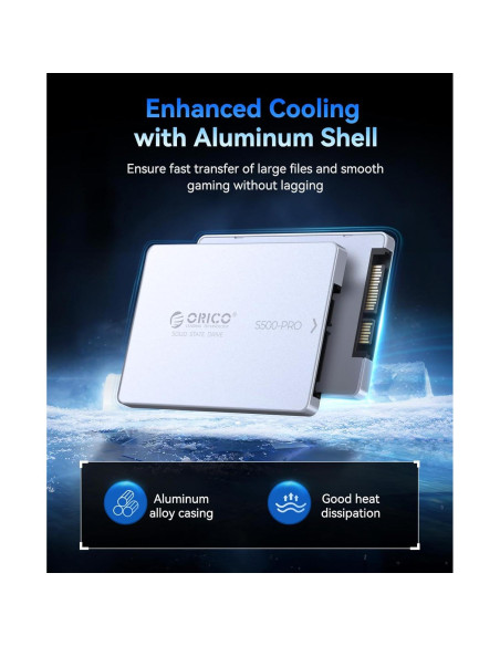 SSD Interno ORICO 1TB SATA III S500PRO 550MB/s Aluminio