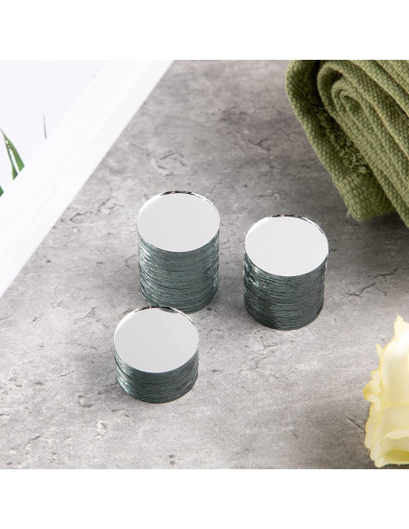 20 Espejos Redondos Autoadhesivos DARENYI 6cm para Manualidades