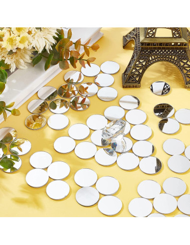 20 Espejos Redondos Autoadhesivos DARENYI 6cm para Manualidades