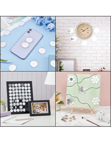 20 Espejos Redondos Autoadhesivos DARENYI 6cm para Manualidades