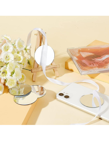 20 Espejos Redondos Autoadhesivos DARENYI 6cm para Manualidades