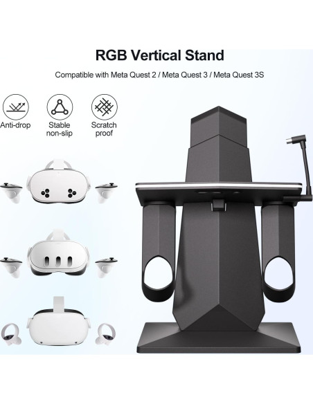 Base de Carga Rápida ODGG para Meta Quest 2/3/3S con RGB
