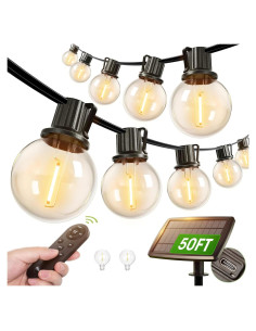 Luces de cadena solares Addlon 15.24m con control remoto LED