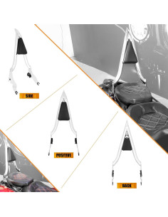 Respaldo Sissy Bar Desmontable HCmotorku 53.34 cm Cromo para Harley 2