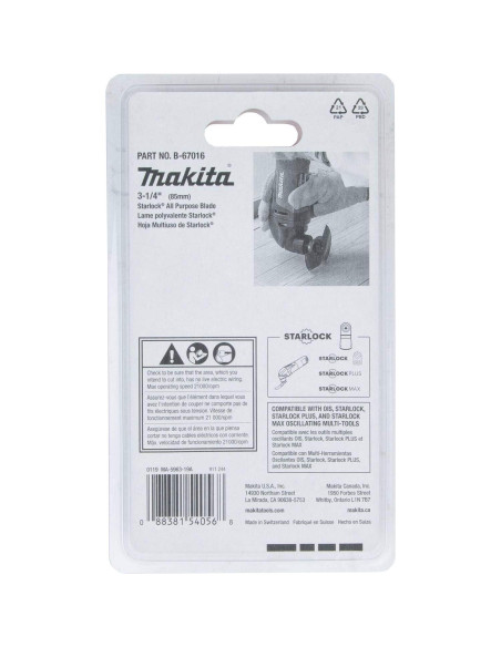 Cuchilla Multiusos Starlock Makita B-67016 3.5" BiM