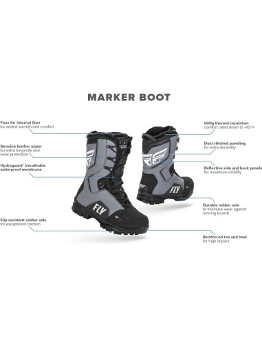 Botas de Nieve Fly Racing Marker Negro 6 Aisladas Impermeables