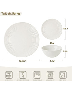 Juego de Vajilla Famiware 18 Piezas Cerámica Blanca para 6 2