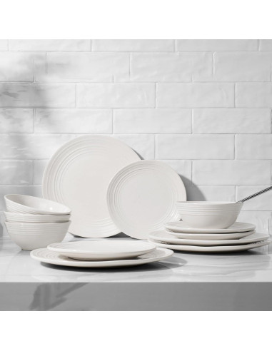 Juego de Vajilla Famiware 18 Piezas Cerámica Blanca para 6