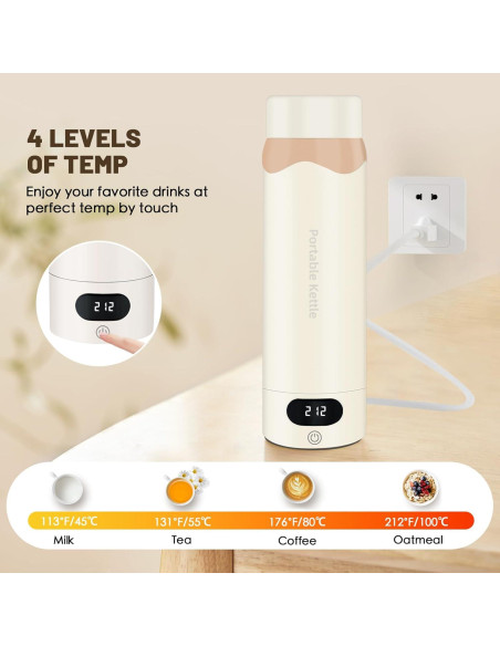 Hervidor Eléctrico Portátil AerRoll 500mL Acero Inoxidable 316