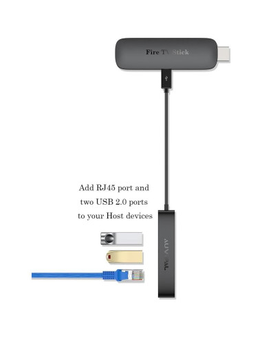 Adaptador Ethernet Micro USB 3-en-1 AuviPal - 2 USB + RJ45