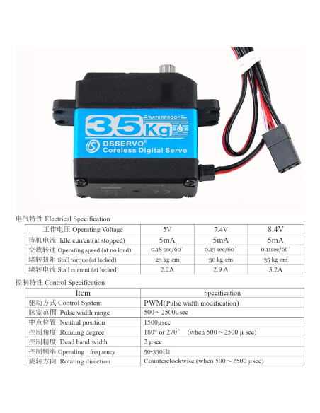 Servo Digital Wishiot 35KG Impermeable 270 Metal 60g