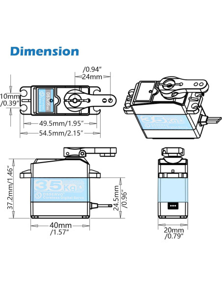 Servo Digital Wishiot 35KG Impermeable 270 Metal 60g
