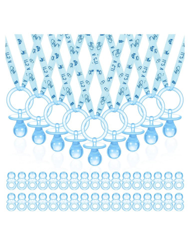 Juego de Baby Shower 74 Piezas Collares y Chupetes Azul