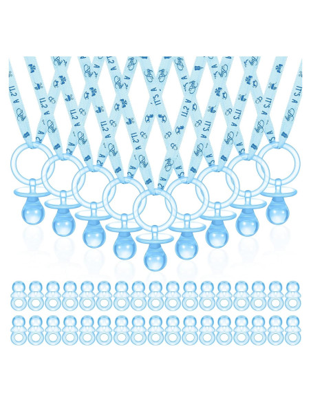 Juego de Baby Shower 74 Piezas Collares y Chupetes Azul