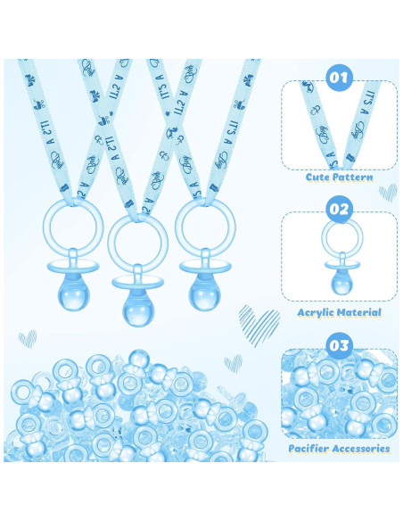 Juego de Baby Shower 74 Piezas Collares y Chupetes Azul