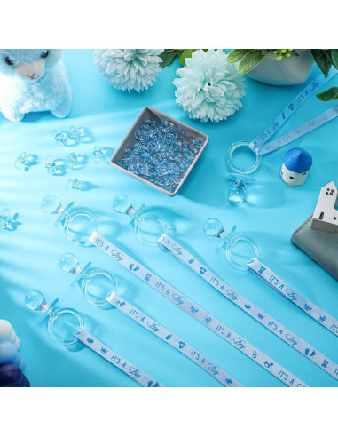 Juego de Baby Shower 74 Piezas Collares y Chupetes Azul