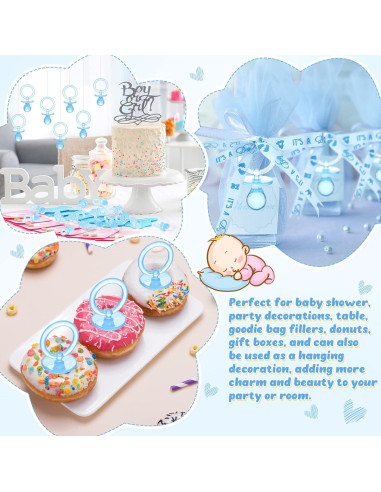 Juego de Baby Shower 74 Piezas Collares y Chupetes Azul