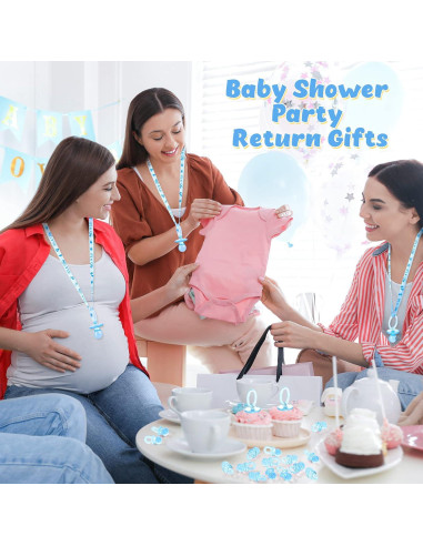 Juego de Baby Shower 74 Piezas Collares y Chupetes Azul