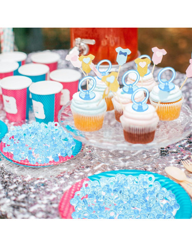 Juego de Baby Shower 74 Piezas Collares y Chupetes Azul