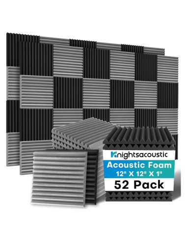 52 Paneles de Espuma Acústica Knightacoustic 30x30 cm Grises