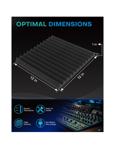 52 Paneles de Espuma Acústica Knightacoustic 30x30 cm Grises