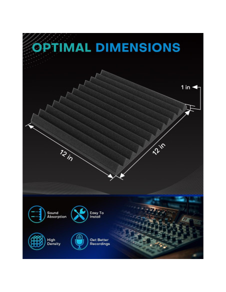52 Paneles de Espuma Acústica Knightacoustic 30x30 cm Grises