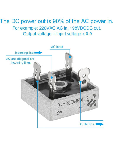 Diodo Rectificador PATIKIL KBPC20-10 20A 1000V 2 Pcs