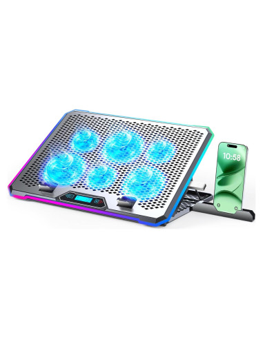 Enfriador de Laptop Gaming KYOLLY RGB 6 Ventiladores 42x28cm