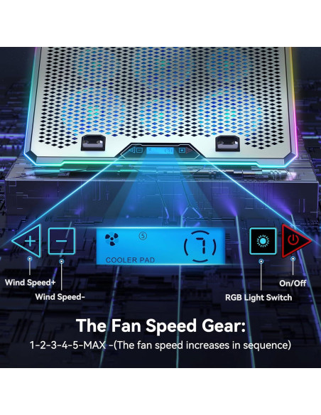 Enfriador de Laptop Gaming KYOLLY RGB 6 Ventiladores 42x28cm