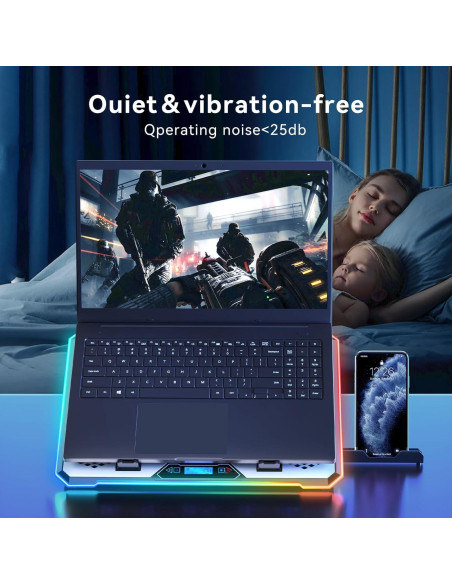 Enfriador de Laptop Gaming KYOLLY RGB 6 Ventiladores 42x28cm