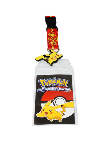 Lanyard Pokémon Pikachu Bioworld con soporte y charm PVC