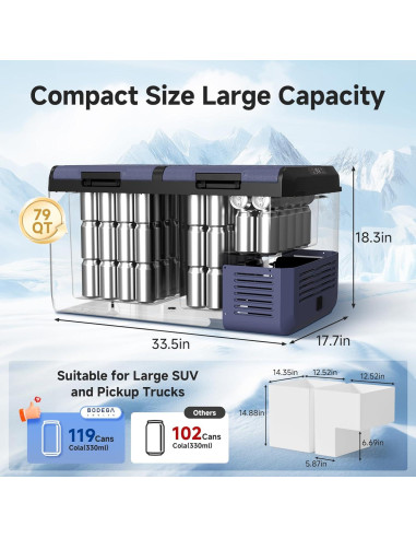 Refrigerador de Coche BODEGACOOLER 75L Doble Zona Control APP