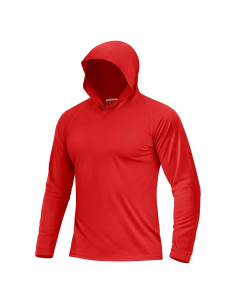 Camiseta Solar con Capucha Boladeci Hombre UPF 50+ Roja