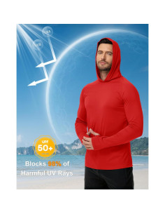 Camiseta Solar con Capucha Boladeci Hombre UPF 50+ Roja 2