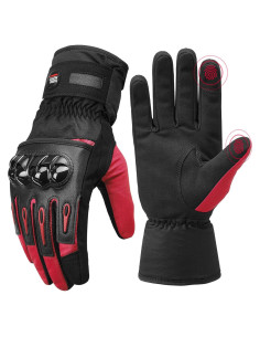 Guantes de Moto KEMIMOTO XL Impermeables Táctiles Invierno Rojo