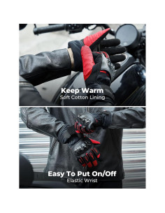 Guantes de Moto KEMIMOTO XL Impermeables Táctiles Invierno Rojo 2